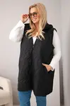 Kesi dámská plus size prošívaná vesta s kapucí černá