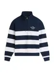 TOMMY HILFIGER Mikina 'Stripe Quarter-zip'  námornícka modrá / biela