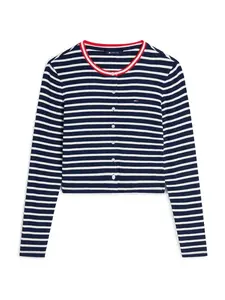 Tommy Jeans Kardigán 'Slim'  námornícka modrá / červená / biela
