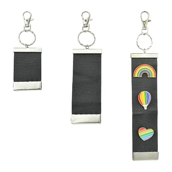 3Pcs 3 Style Polyester Ribbon Pin Display Keychains