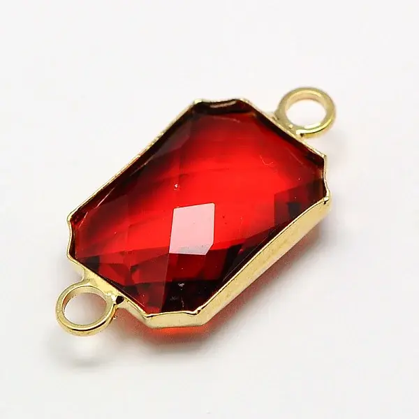 Golden Tone Brass Glass Rectangle Links connectors