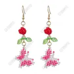 Glass Seed Beads Butterfly Dangle Earrings