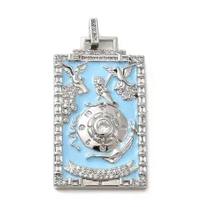 Brass Micro Pave Cubic Zirconia Pendants with Enamel