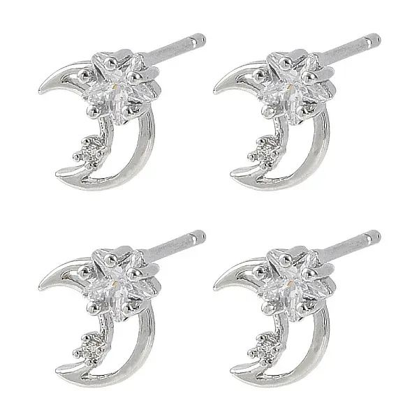 SHEGRACE Brass Micro Pave Cubic Zirconia Stud Earrings