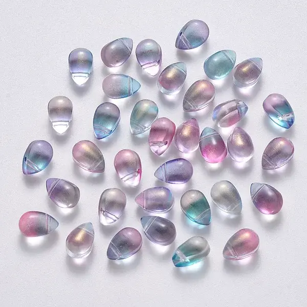 Transparent Spray Painted Glass Charms