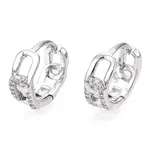 Brass Micro Pave Clear Cubic Zirconia Hoop Earrings