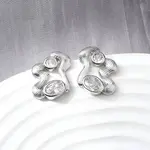 Brass Micro Pave Clear Cubic Zirconia Stud Earrings