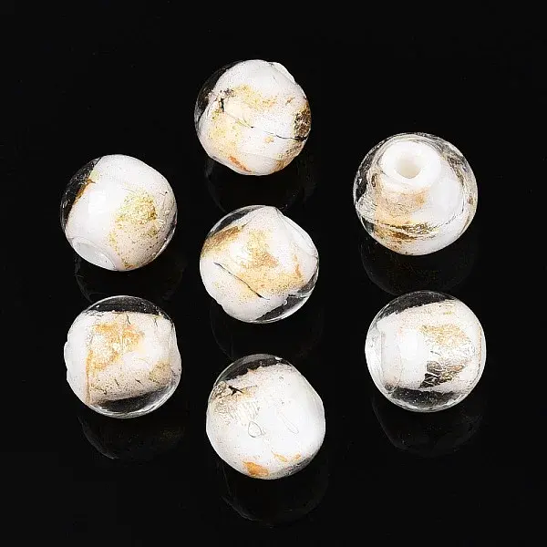 Handmade Gold & Silver Foil Glass Beads