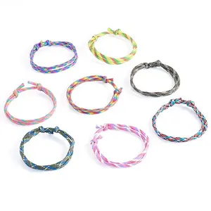 32Pcs 8 Styles Polyester & Spandex Cord Braided Bead Bracelets