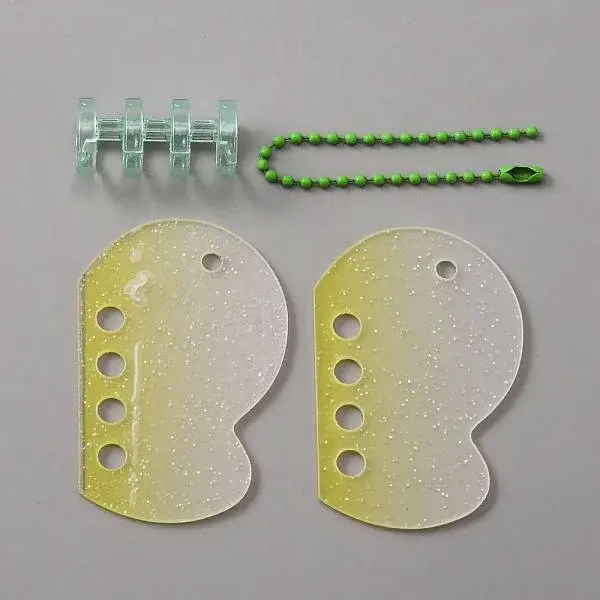 Gradient Glitter Plastic Loose Leaf DIY Disc Keychain