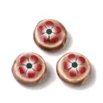 Flat Round Handmade Floral Porcelain Beads