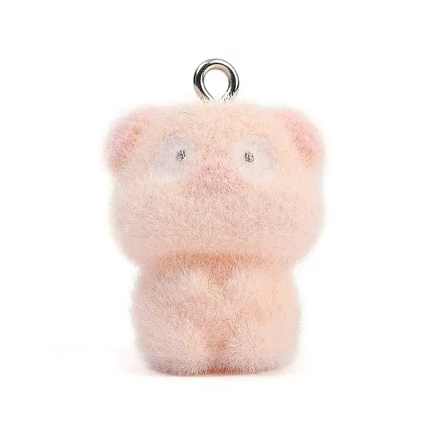 Flocky Opaque Pig Resin Pendants