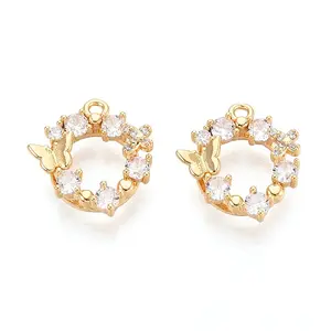 Brass Micro Pave Cubic Zirconia Pendants