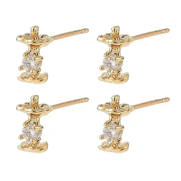 SHEGRACE Apple Brass Micro Pave Clear Cubic Zirconia Stud Earrings