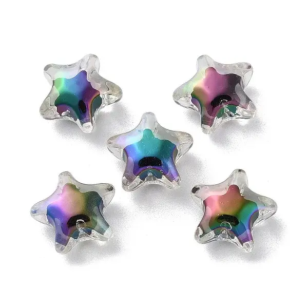 UV Plating Rainbow Iridescent Acrylic Beads