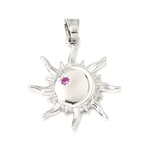 Brass Micro Pave Magenta Cubic Zirconia Pendants