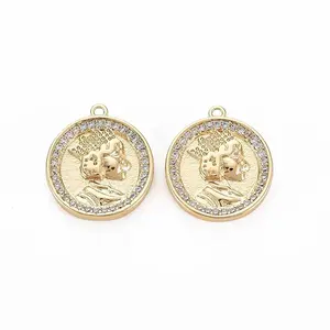 Brass Micro Pave Clear Cubic Zirconia Pendants