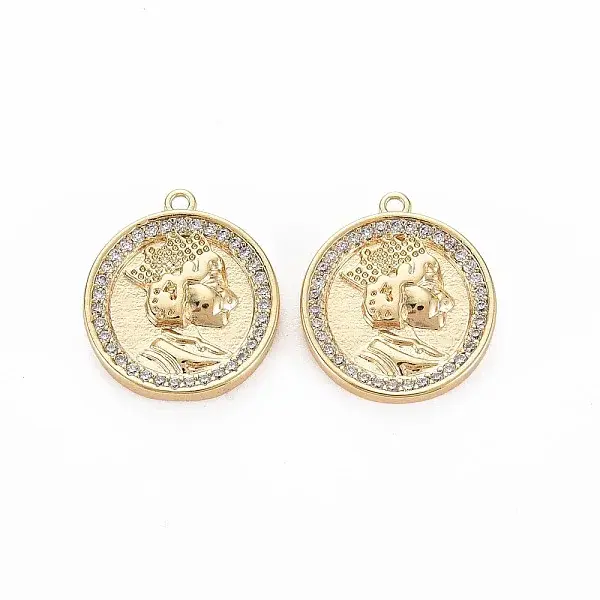Brass Micro Pave Clear Cubic Zirconia Pendants