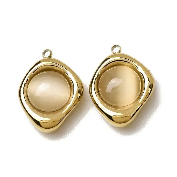 303 Stainless Steel & Cat Eye Pendants