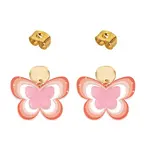 Brass Printing Acrylic Butterfly Dangle Stud Earrings