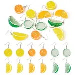 6 Pair Brass Fruit Dangle Earrings
