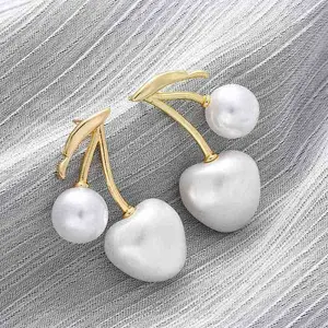 Cherry Brass Stud Earrings