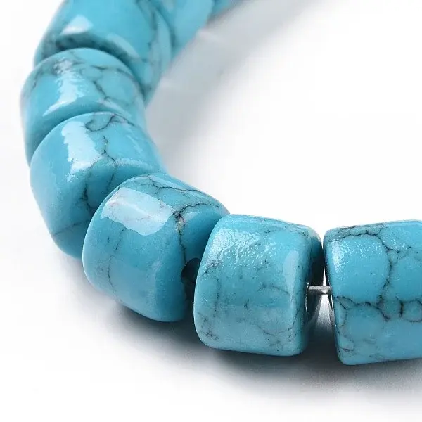 Synthetic Turquoise Column Bead Strands