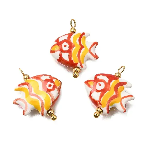 Ocean Themed Hand Painted Ceramic Porcelain Pendants