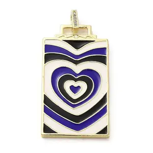 Brass Micro Pave Cubic Zirconia Pendant with Enamel