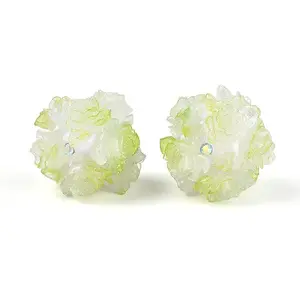 Polymer Clay Rhinestone Beads with Embossed Resin Roses