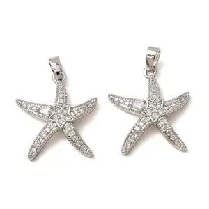 Brass Micro Pave Clear Cubic Zirconia Pendants