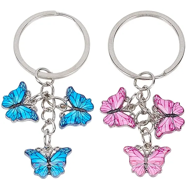 2Pcs 2 Colors Zinc Alloy Keychain