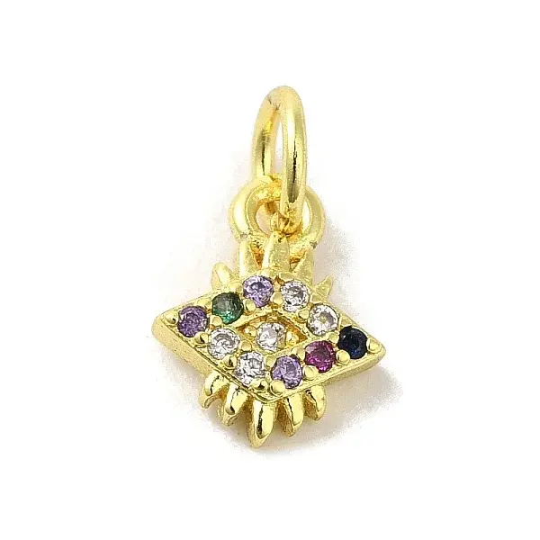 Brass Micro Pave Cubic Zirconia Charms