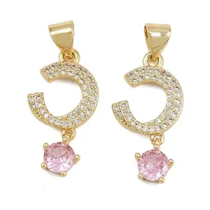 Brass Micro Pave Cubic Zirconia Pendants