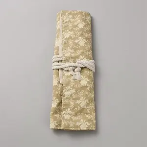Flower Printed Polyester Cloth Knitting Tools Storage Roll Bags