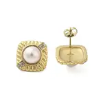 304 Stainless Steel Shell Pearl Square Stud Earrings for Women