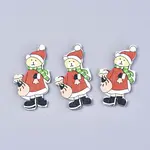 Christmas Theme Printed Natural Wood Cabochons