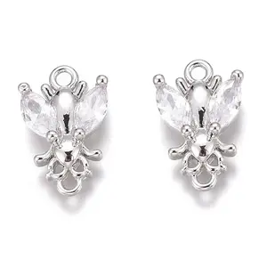 Brass Micro Pave Clear Cubic Zirconia Charms