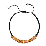 Natural Wood Disc Braided Bead Bracelet