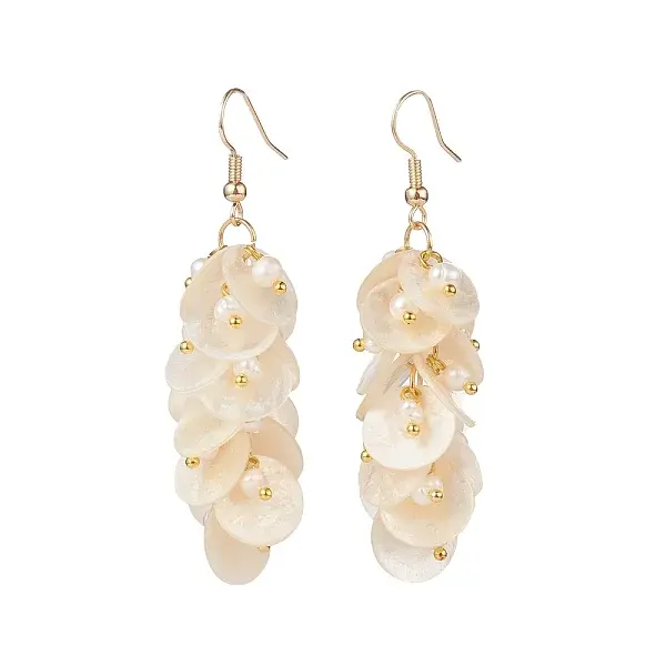 Natural Capiz Shell Cluster Earrings