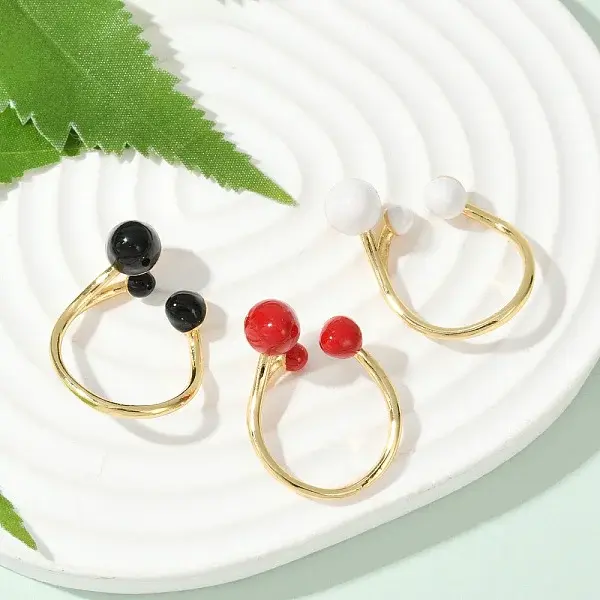 Brass Enamel Open Cuff Rings for Women