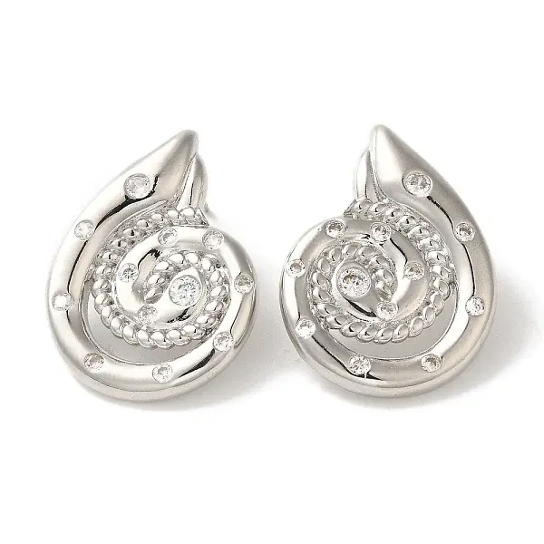 Rack Plating Brass Micro Pave Clear Cubic Zirconia Stud Earrings