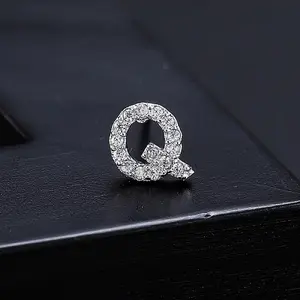 Platinum Brass Micro Pave Cubic Zirconia Stud Earrings