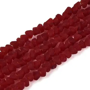 Frosted Transparent Glass Beads Strands