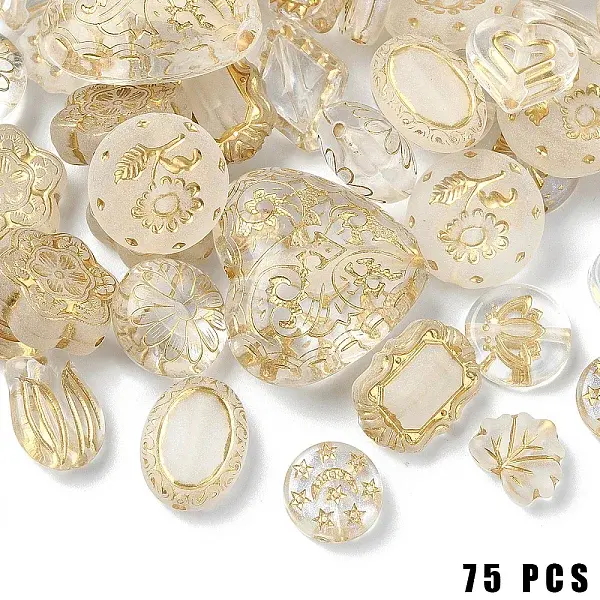 75Pcs 15 Styles Plating Transparent Acrylic Beads