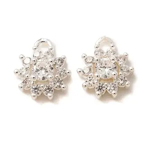Brass Micro Pave Clear Cubic Zirconia Charms