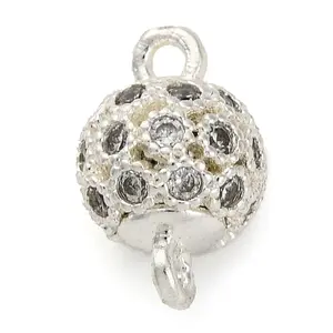 Brass Micro Pave Clear Cubic Zirconia Connector Charms