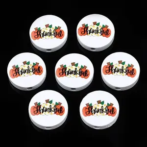 Halloween Printed Natural Wood Beads