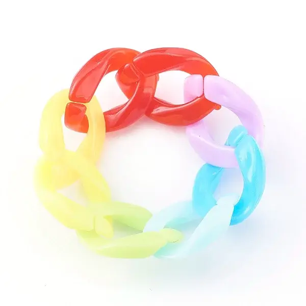 Opaque Acrylic Curb Chain Finger Rings