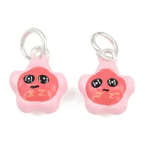 Alloy with Hot Pink Enamel Charms